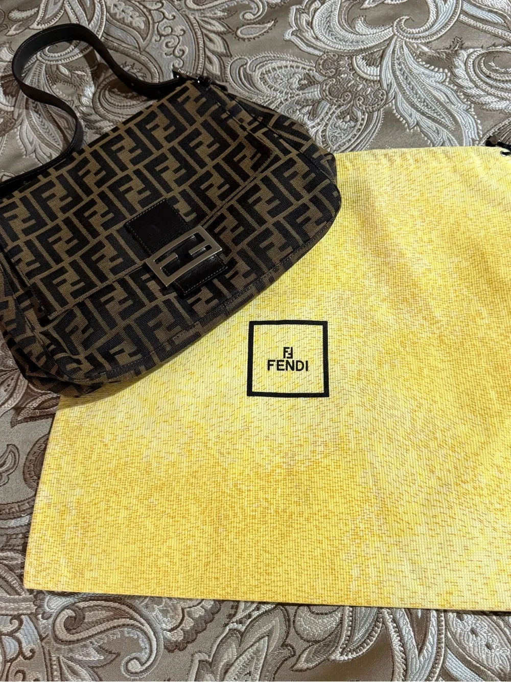 Fendi Brown and Black FF Canvas Shoulder Bag w/ Dust bag!